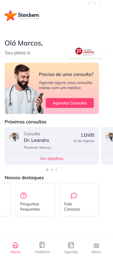 Tela de consulta online Starbem