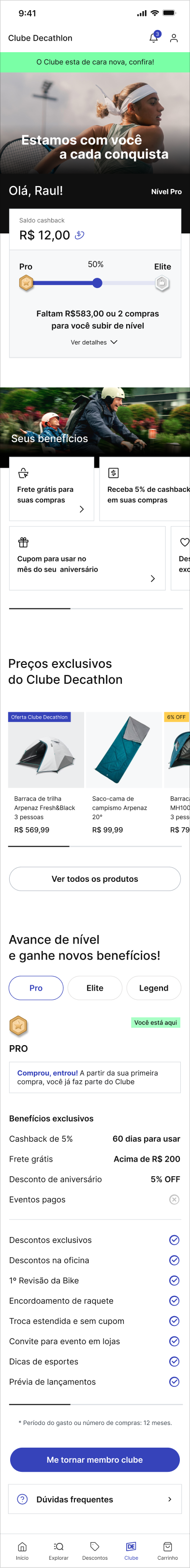 Tela do aplicativo Decathlon 2