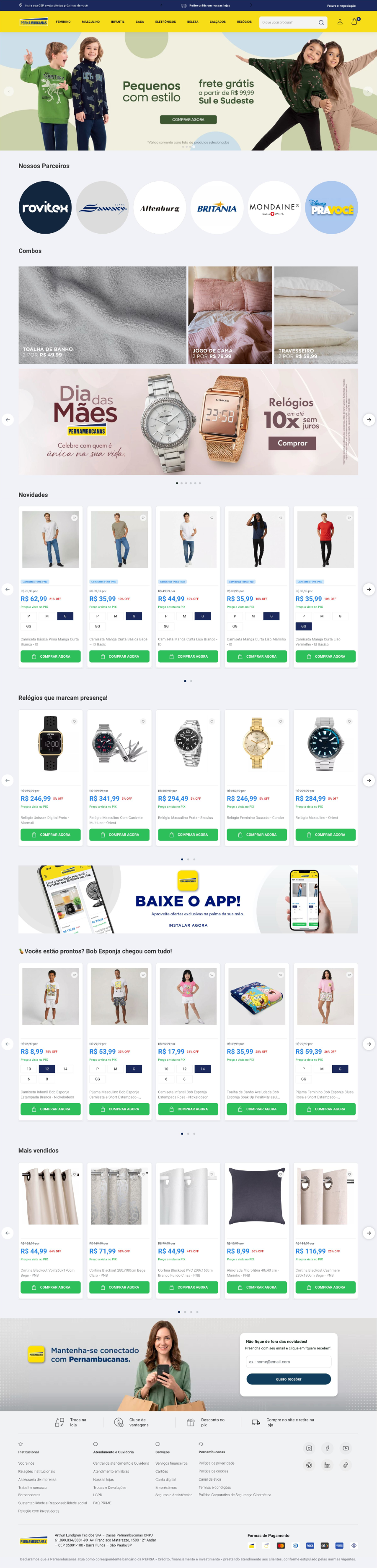 Tela Web Pernambucanas — E-Commerce